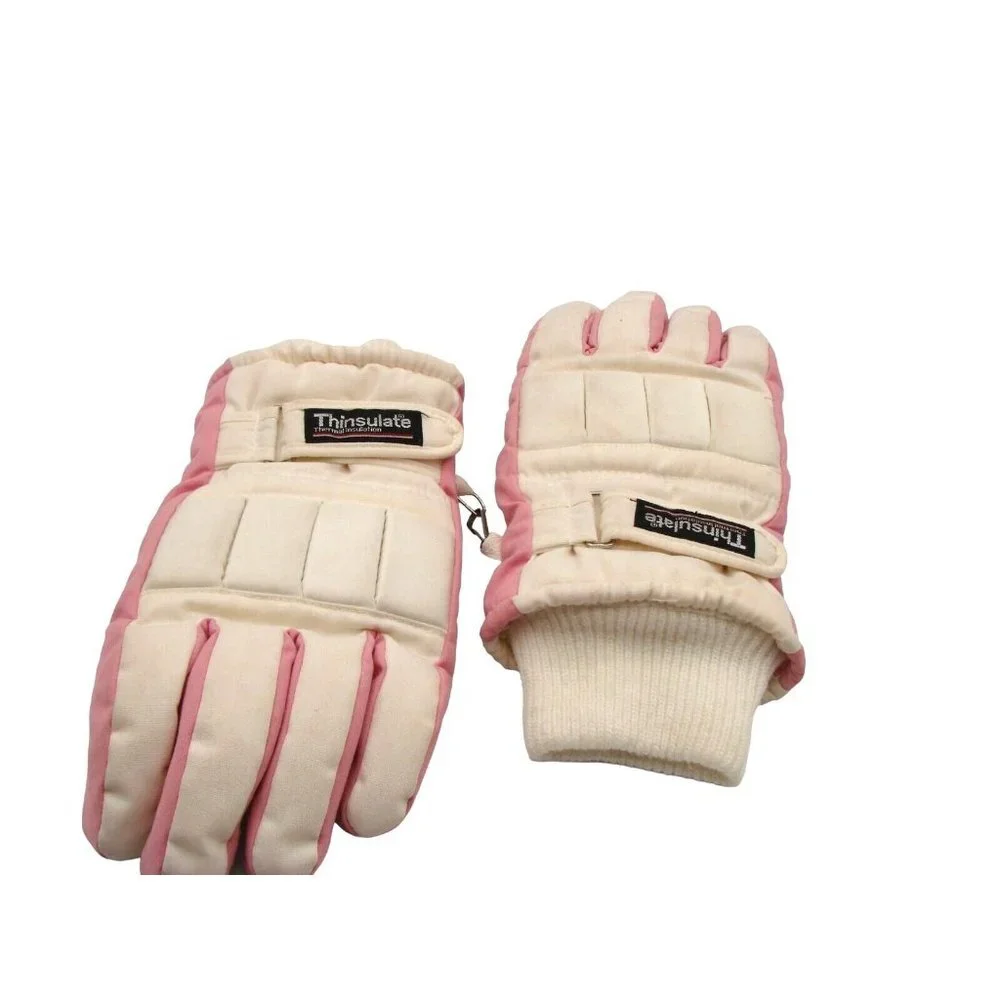 Thinsulate Insulated Sure Grip Gloves Womens Size L White Pink Ski Winter Sport